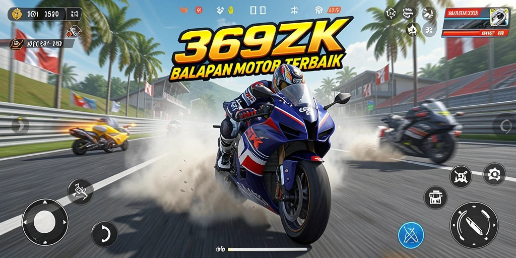 Tampilan gameplay seru dalam balapan motor 369ZK.