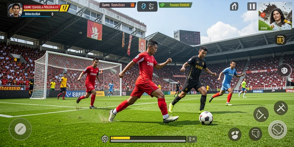 Tangkapan layar utama 8364 menunjukkan aksi seru di lapangan sepak bola.