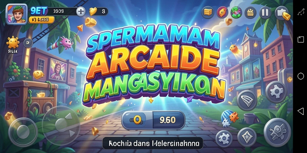 Screenshot utama menampilkan aksi seru dalam permainan Arcade 9ET.