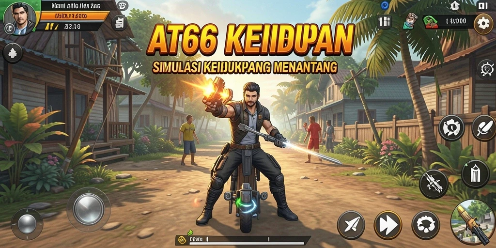 Screenshot gameplay AT866 menampilkan interaksi karakter dalam simulasi kehidupan.