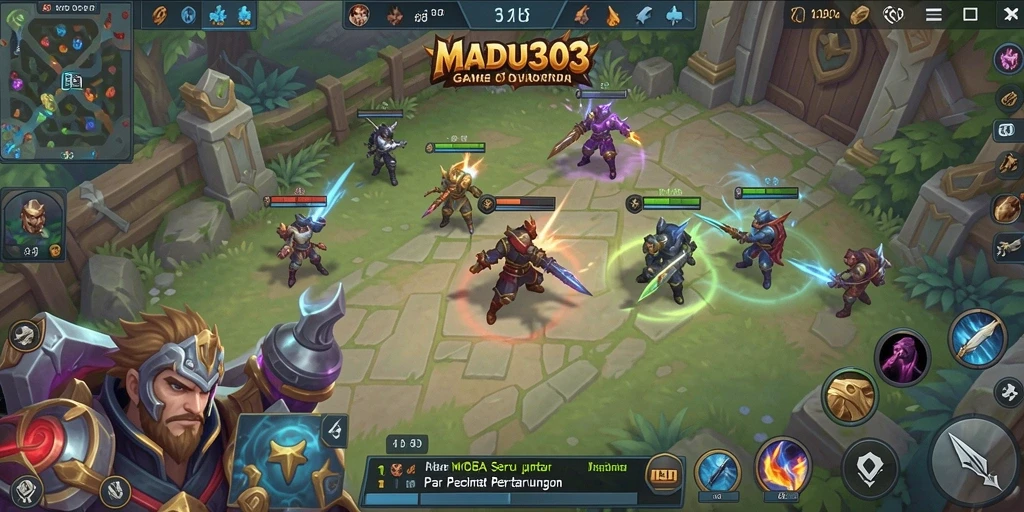 Screenshot menampilkan pertempuran intens dalam MADU303 dengan karakter yang beraksi.