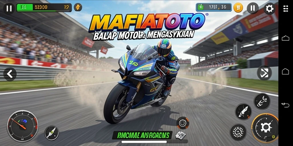 Screenshot gameplay MAFIATOTO yang menampilkan aksi balap mendebarkan.
