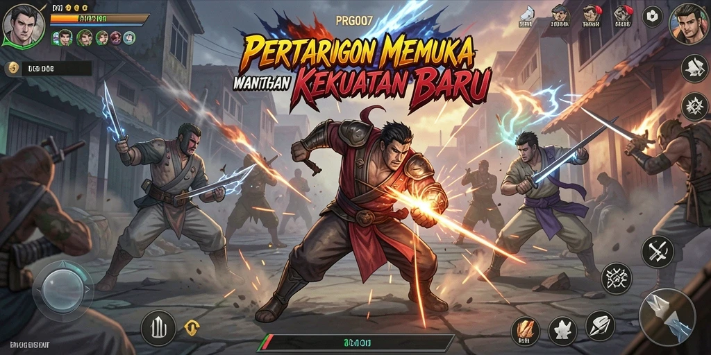 Tampilan pertarungan mendebarkan dalam PRG007 dengan efek grafis yang luar biasa.