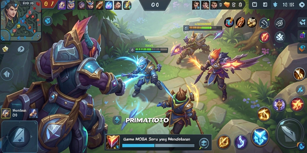 Tampilan gameplay MOBA yang mendebarkan di PRIMATOTO.