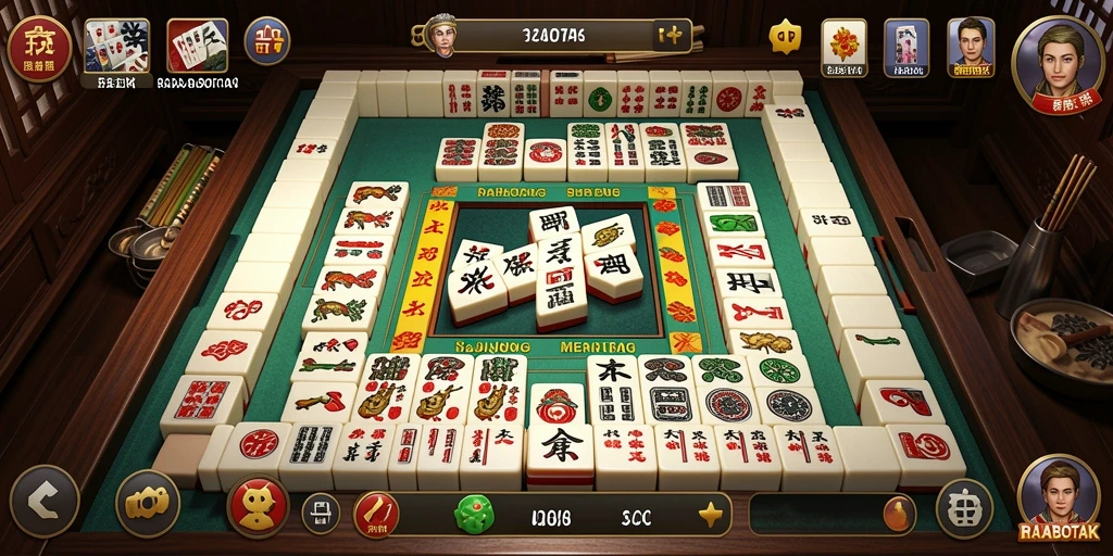 Tampilan gameplay seru dalam permainan Mahjong RAJABOTAK.
