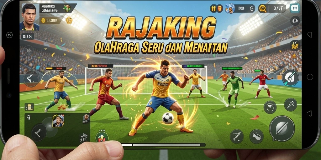 Tangkapan layar utama RAJAKING yang menampilkan aksi seru dalam gameplay olahraga.