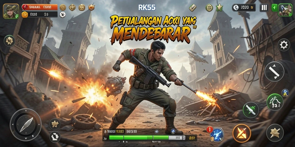 Tampilan aksi seru dari gameplay RK55 yang mendebarkan.