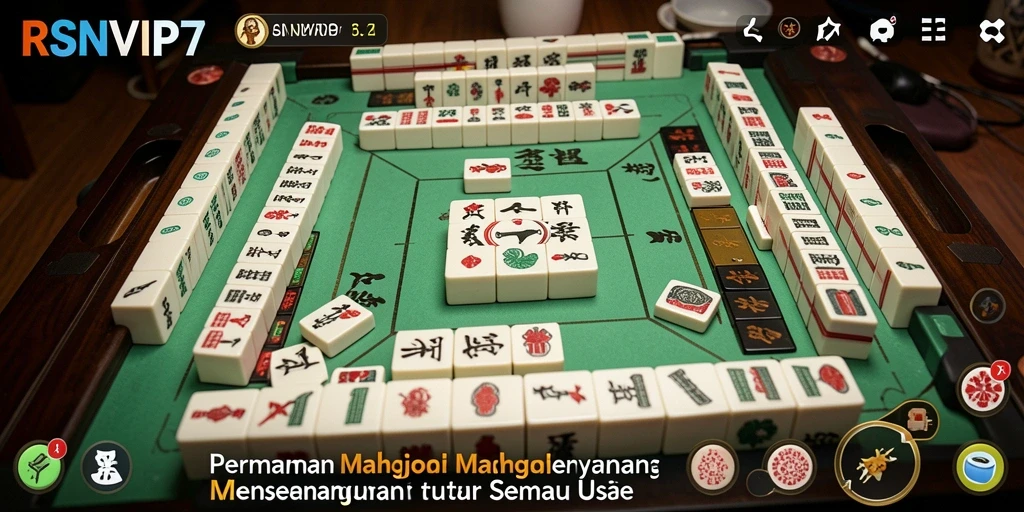 Tampilan screenshot gameplay <strong>RSNVIP7</strong> dengan desain ubin Mahjong yang menawan.
