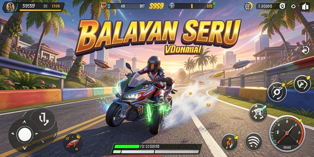 Screenshot menunjukkan aksi balapan mendebarkan di S9S9 dengan grafik realistis.