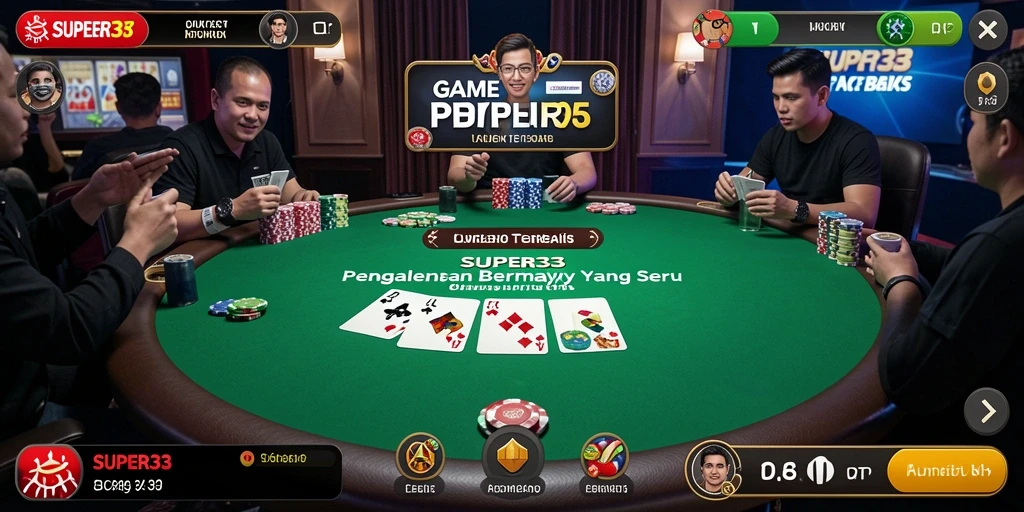 Screenshot dari gameplay SUPER33 yang menampilkan aksi permainan Poker.