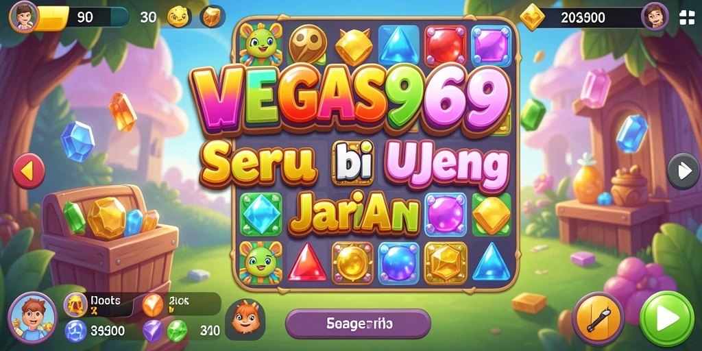 Tampilan menarik dari gameplay seru Match-3 di VEGAS969.